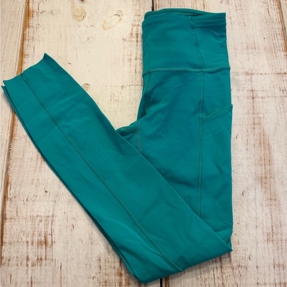 Lululemon high rise Vibrant Teal Leggings Women size 2 - Picture 9 of 11